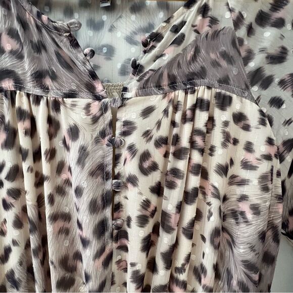 Fate Smocked Waist Leopard Print Animal Ruffled Romantic Dress Size Small - Picture 3 of 6
